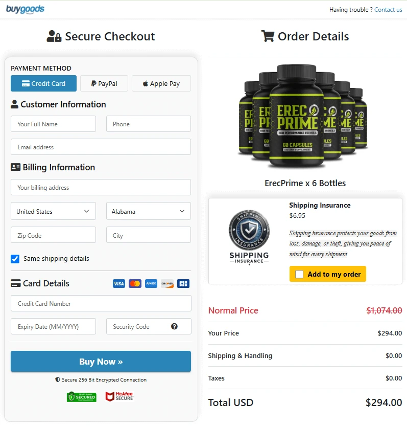 erecprime-secure-checkout-page